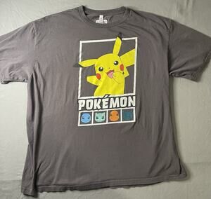 Pokemon Zuni Pikachu Starters Graphic T-Shirt XL Gray Vintage Retro Tee